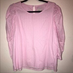 a new day Elbow Sleeve Eyelet Pink Top XXL
